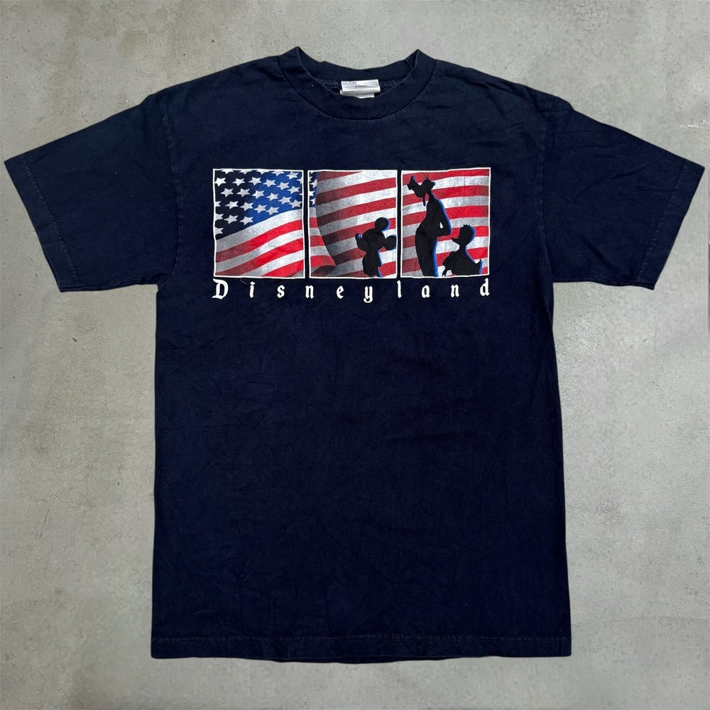 Disneyland Resort T-Shirt Men M‎ Navy Blue Patriotic Mickey Goofy Graphic Tee